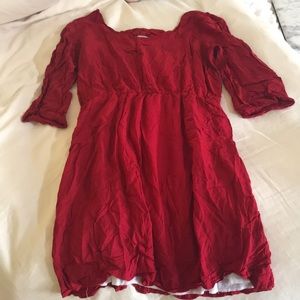 Red dress 3/4 sleeves flattering a-line